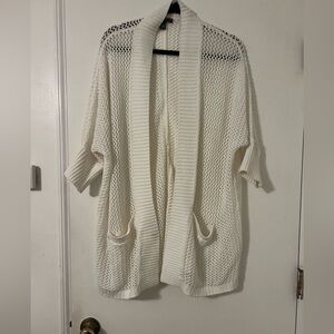 Maternity Pea In The Pod Cozy White Open-Knit Cardigan sz M with pockets (M125)